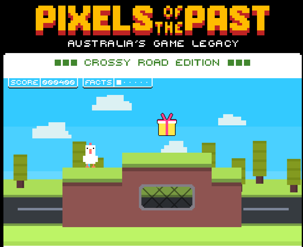 Screenshot of Itch.io page for my crossy road fangame